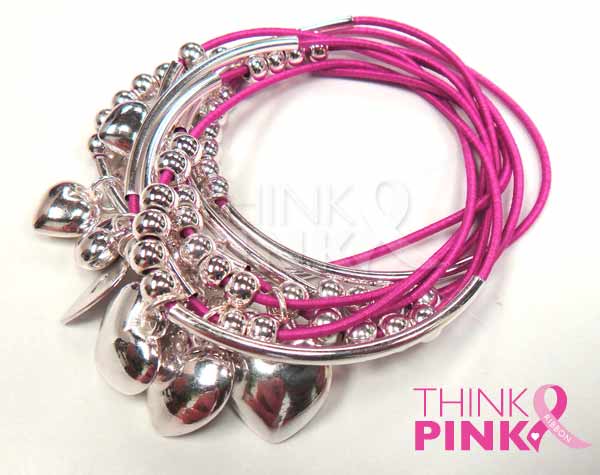 Fuchsia Pink Multi-Strand Charm Bracelet