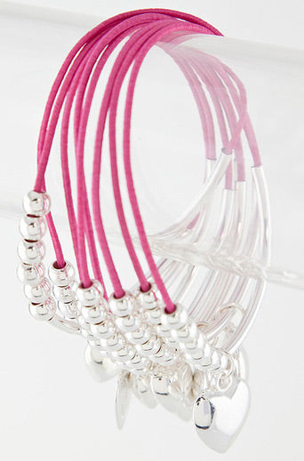 Fuchsia Pink Multi-Strand Charm Bracelet