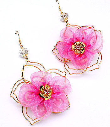 Pink Flower Earrings