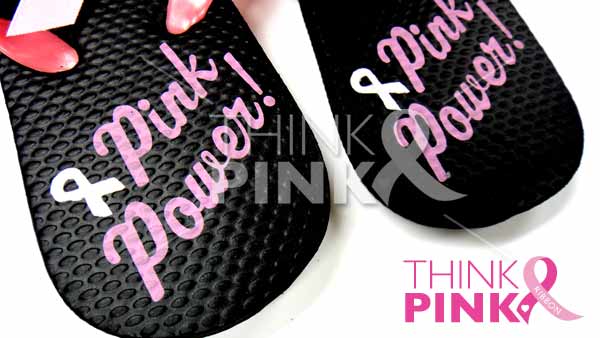 Pink Ribbon Flip Flops - Pink Power