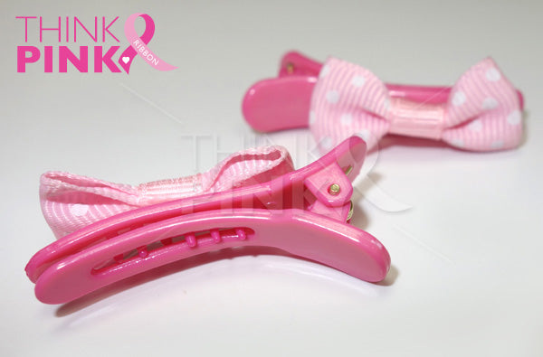 Pink Ribbon Bow Snap Hair Clip
