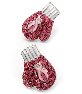 Pink Ribbon Boxing Glove Dangling Earrings