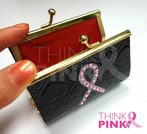 Pink Ribbon Black Coin Purse
