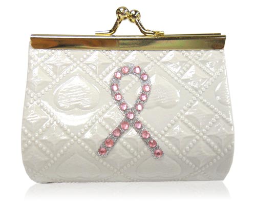 Pink Ribbon White Coin Purse