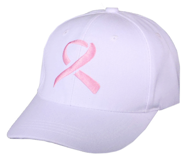 White Pink Ribbon Cap
