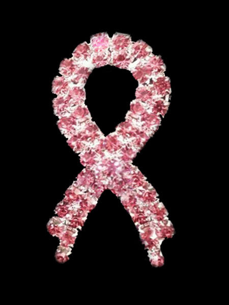 Pink Ribbon Rhinestone Brooch Pin
