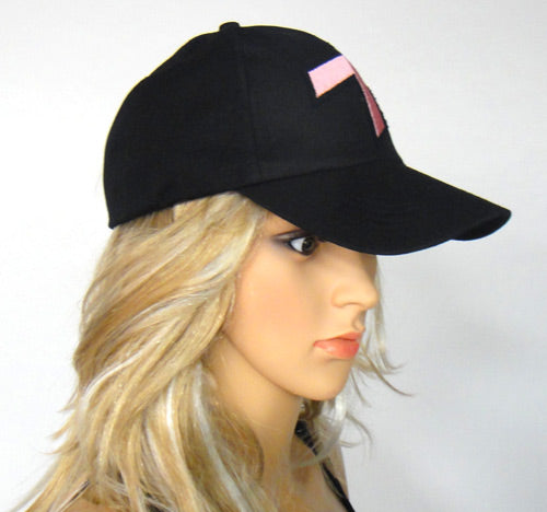 Pink Ribbon Black Cap - Breast Cancer Awareness