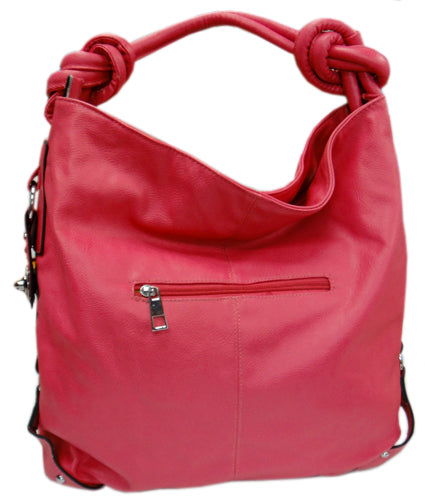 Fuchsia Hobo Handbag w-Pink Ribbon Charm Bracelet