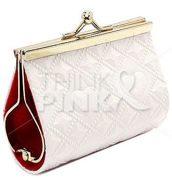 Pink Ribbon White Coin Purse