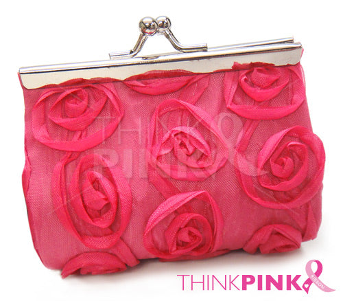 Breast Cancer Rose Pink Coin Purse