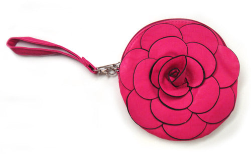 Flower Wristlet Purse-Handbag-Coin Wallet in Fuchsia