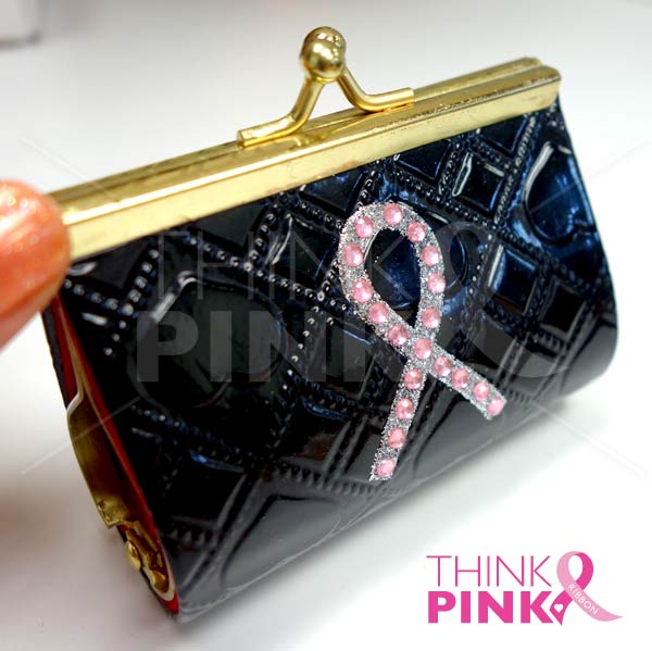 Pink Ribbon Black Coin Purse