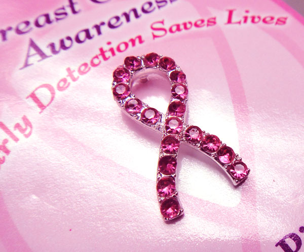 Cz Pink Ribbon Pin