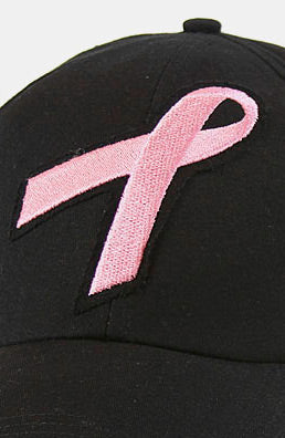 Pink Ribbon Black Cap - Breast Cancer Awareness