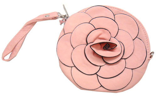Flower Wristlet Purse-Handbag-Coin Wallet in Pink