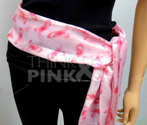 Pink Ribbon Scarf-Headband-Sash -Pink