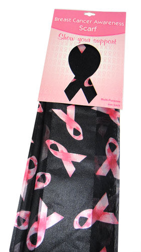 Pink Ribbon Scarf-Headband-Sash -Black