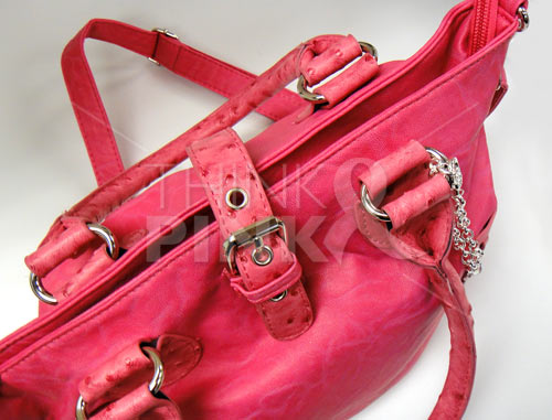 Fuchsia Shoulder Bag w-Pink Ribbon Charm Bracelet