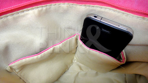 Fuchsia Shoulder Bag w-Pink Ribbon Charm Bracelet
