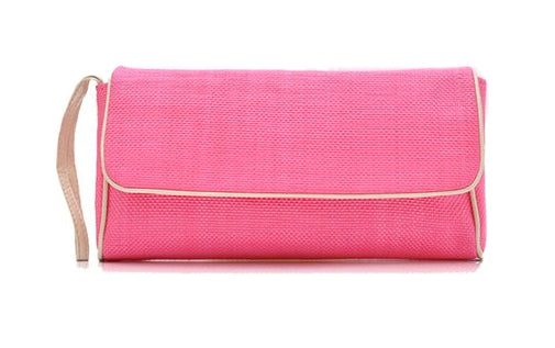 Pink Ribbon Weave Fabric Clutch