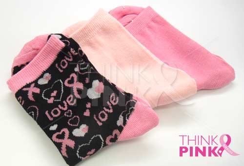 Breast Cancer Awareness 3 Pack Socks -Style 04