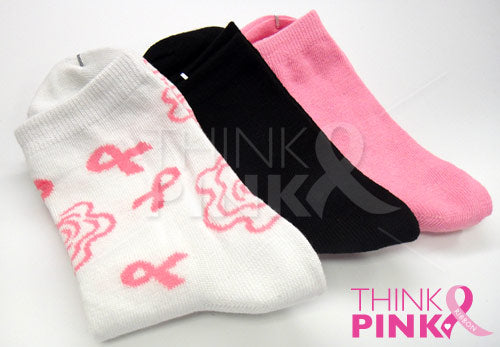 Breast Cancer Awareness 3 Pack Socks -Style 07