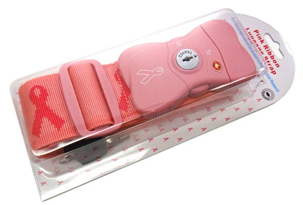 Pink Ribbon Locking Luggage Strap