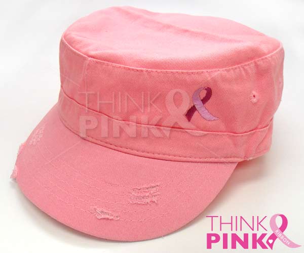 Pink Ribbon Military Cap