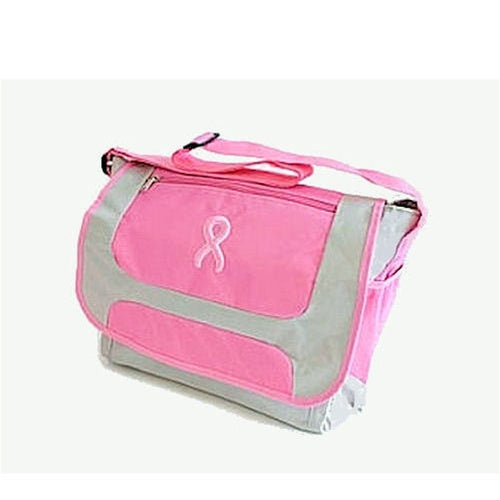 Embroidered Pink Ribbon Overnight Bag