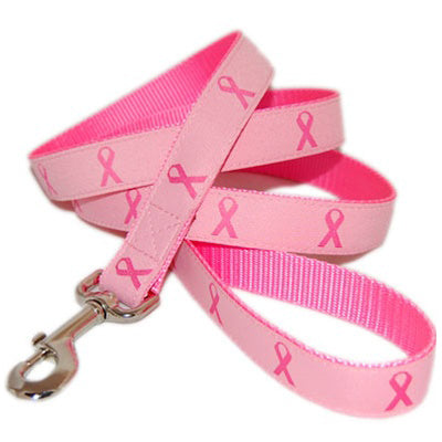 Pink Ribbon Dog Leash - Brown