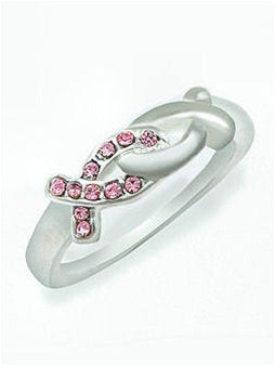 Pink Ribbon Cz Ring