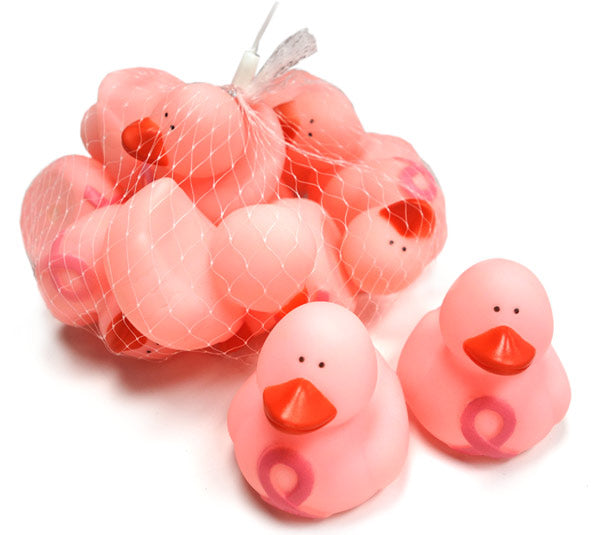 Light Pink Ribbon Squeaking Bath Ducks 1 Dz (12 pcs)