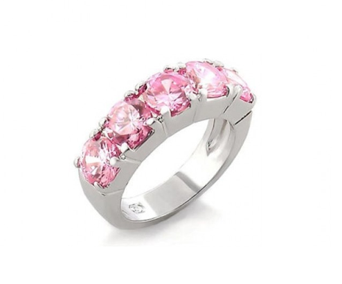 Pink Five Point Cz Ring