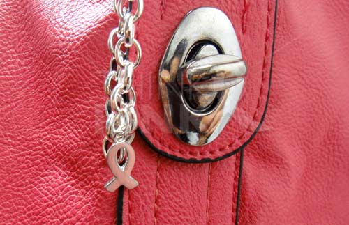 Fuchsia Hobo Handbag w-Pink Ribbon Charm Bracelet