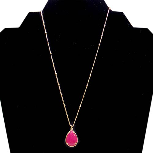Fuchsia Stone Drop Necklace