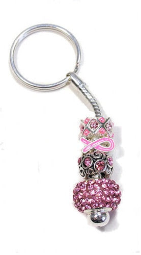 Pink Cz Bead Key Chain