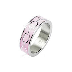 Stainless Steel Pink Enamel Ring