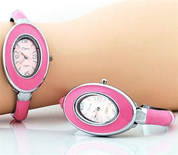 Pink Oval Face Watch
