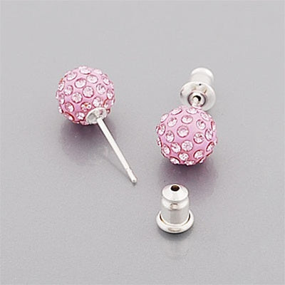Pink Ribbon Shamballa Stud Earrings