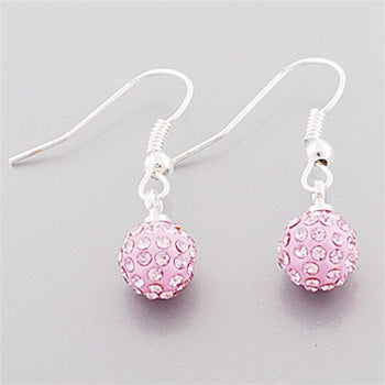 Breast Cancer Pink Shamballa Dangling Earrings