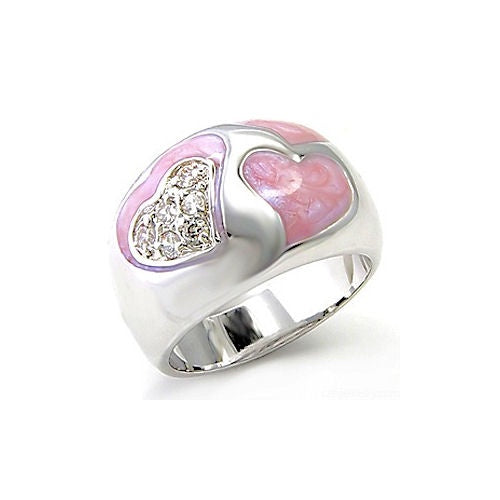 Pink Cz Heart Ring