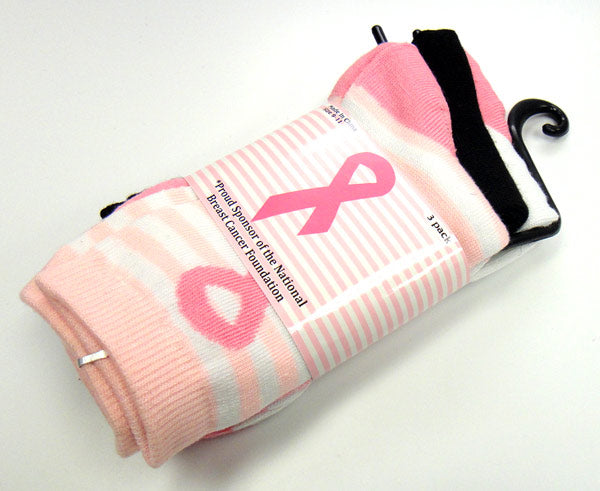 Breast Cancer Awareness 3 Pack Socks -Style 03