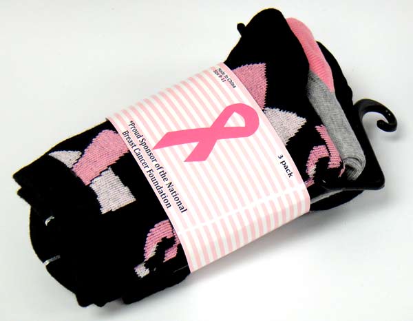 Breast Cancer Awareness 3 Pack Socks -Style 04