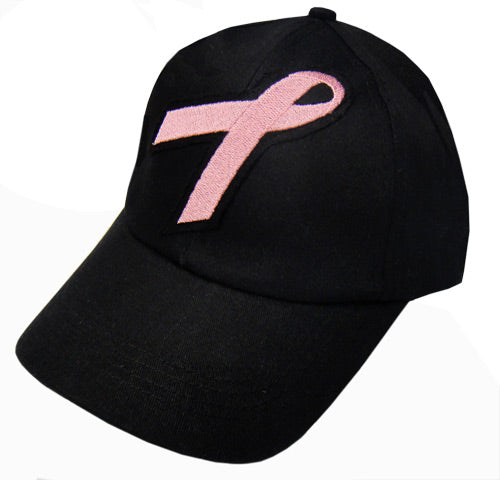 Pink Ribbon Black Cap - Breast Cancer Awareness