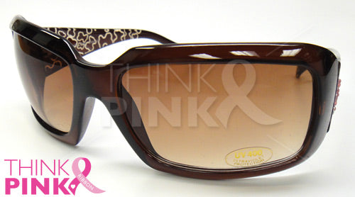 Pink Ribbon Sunglasses - Rectangular Brown
