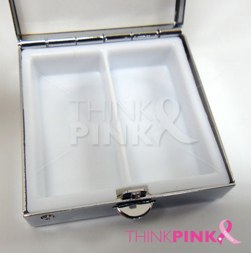 Breast Cancer Pink Ribbon Pill Box -"Hope, Courage, Strength, Faith"