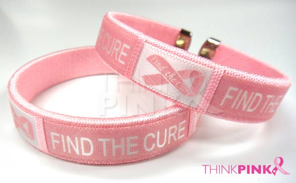 Breast Cancer "Find The Cure" Pink Band Bangle Bracelet