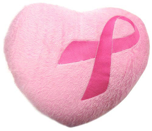 Pink Ribbon Heart Pillow