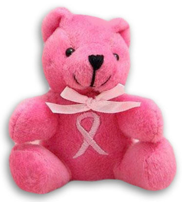 Breast Cancer Awareness Pink Ribbon Bear Plush Keychain