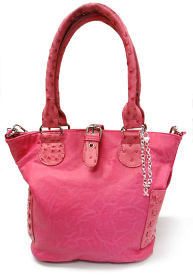 Fuchsia Shoulder Bag w-Pink Ribbon Charm Bracelet